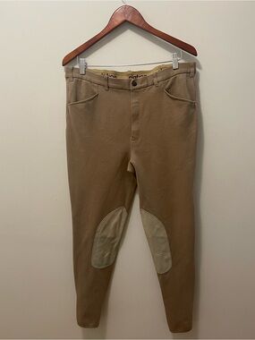Men's Tan Equestrian Breeches with Knee Patches